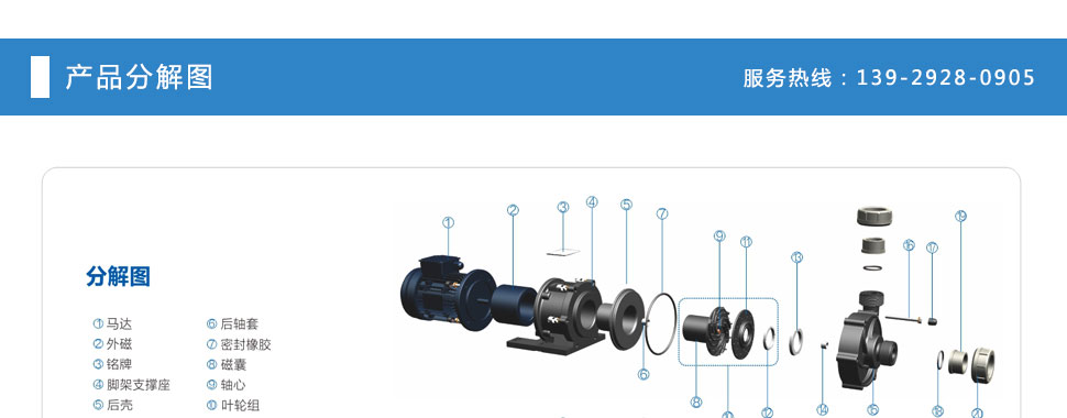 TMP无轴封磁力泵分解图 